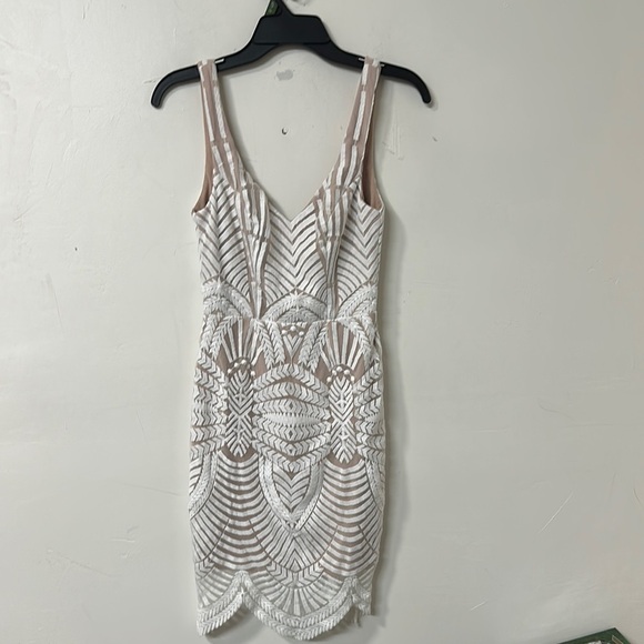 Hello Molly White Silver Embellished Mini Dress - Picture 1 of 3